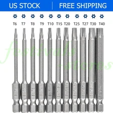 11pcs T6-T40 Magnetic Head Torx Screwdriver Bit Set Security Tamper Proof Star