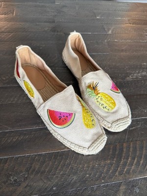 J.Crew Fruit Embroidered Canvas Espadrilles Watermelon Pineapple
