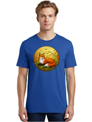 Stained-Glass-Fox Mens Graphic Tee, 100% Cotton, Casual Summer Wear