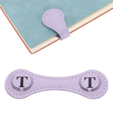 Personalized Magnetic Leather Bookmark, 26 Letters Bookmark, (Purple/T)