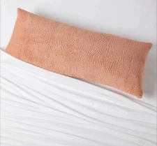 Soft Faux Fur Body Pillow Cover 20" x  50" Room Essentials Rust NEW