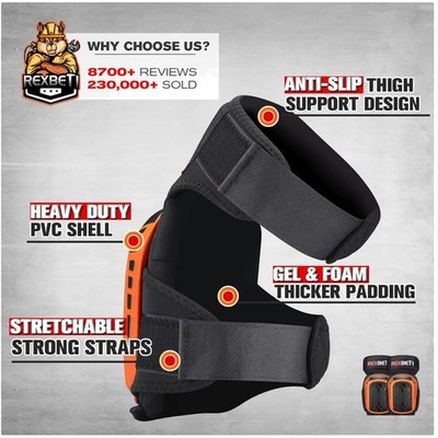 Construction Knee Pads with Strong Straps, Orange