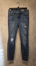 Pistola Distressed Denim Midrise Skinny Jeans Size 27 (4) Made In USA Cotton