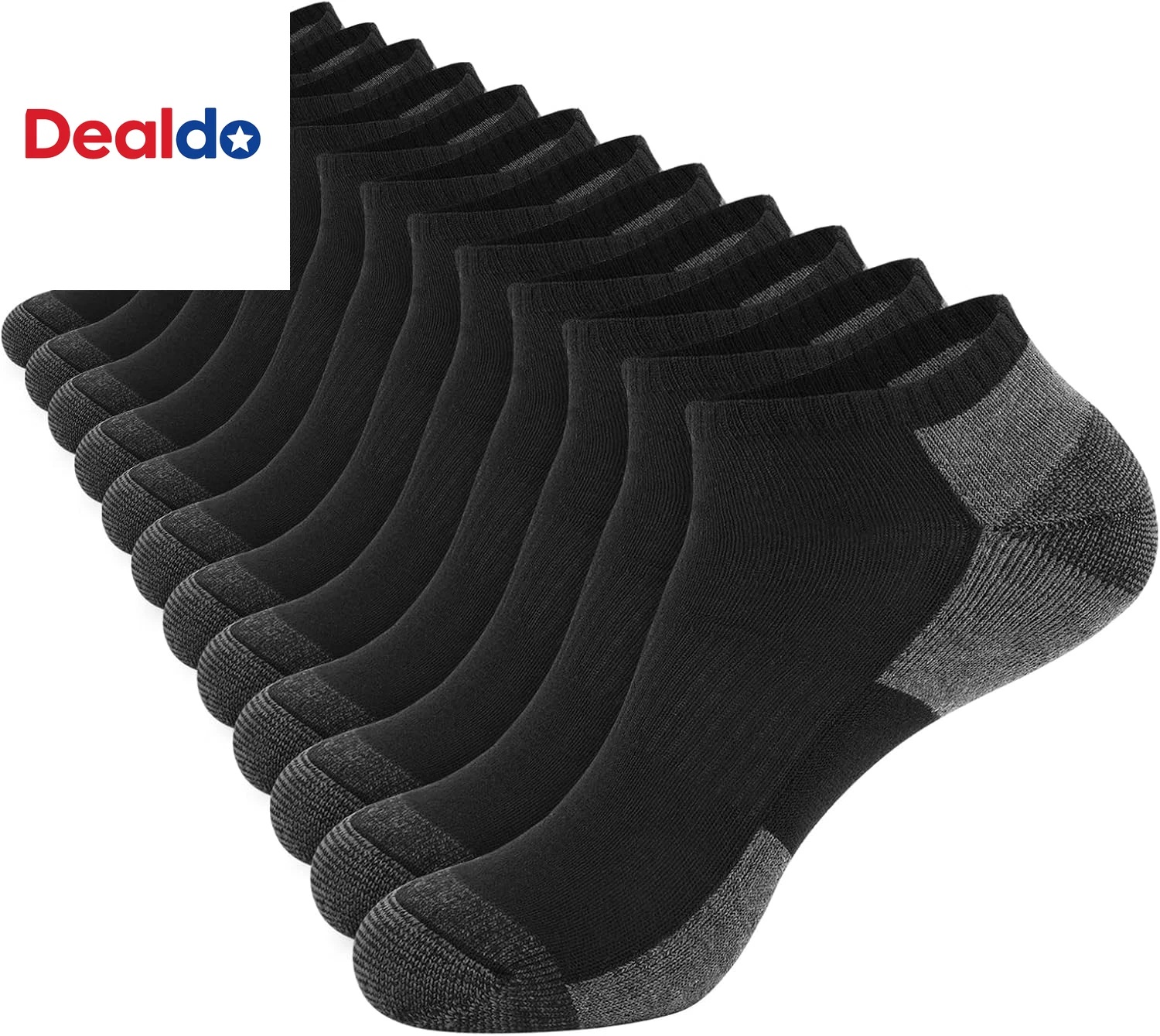 12 Pack Mens Cushioned Ankle Socks, Low Cut Breathable Casual Socks (Shoe Size 6