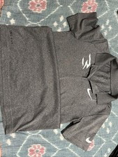 Nike 3 Brand Shirt Boys L 12-13 Gray Collared Dri Fit Polyester Athletic