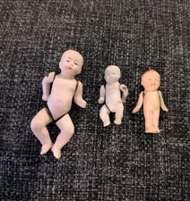 Three Antique Jointed Miniature Bisque Dolls 2 have Manufacturer Marks