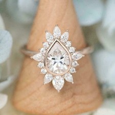 2Ct Pear Cut Simulated Diamond Engagement Wedding Ring 14k Rose Gold Plated
