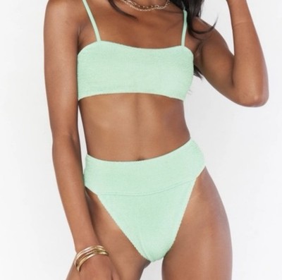 Show Me Your Mumu Destin Bikini Top Melon Green Bandeau Preppy Beach Vacation