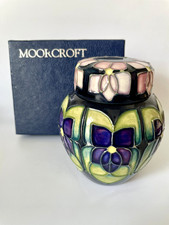 Moorcroft Ginger Jar Violet Design By Sally Tuffin. Boxed. 11cm Tall.