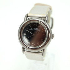 Marc Jacobs Womens Gunmetal Watch 33mm Round Leather Strap MBM1220 w New Battery