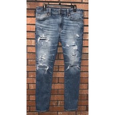 Pantalones de mezclilla American Eagle ajustados Airflex + Temp Tech desgastados 32x32 para hombre