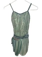 Curtain Call Beautiful Mint Green Sequins Dress Shorts Costume Size ALA (Large)