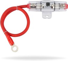InstallGear 8 Gauge AWG 1ft Power Wire with 100 Amp AGU Fuse 80A Fuse, Red