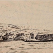 Heinrich Reifferscheid Der Rhein Talfahrt Flußlandschaft signiert Radierung 1898