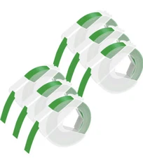6PK For DYMO Label Maker 3D Embossing Plastic Label Tape A520103 White/Green 9mm