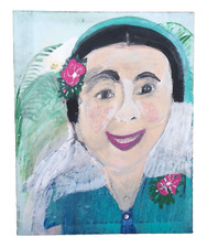 Unique Original Dark Hair Pale Skin Large Female Woman Portrait Painting