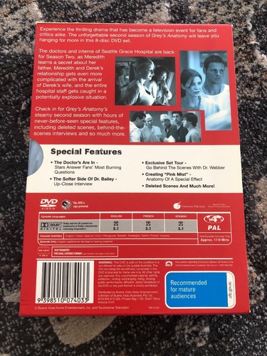 Grey's Anatomy Season 2 DVD - Region 4 ( 8-Disc) - Picture 2 of 3