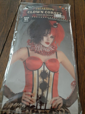 New M/L up to 12 Sexy Freakshow Clown Corset Halloween Costume Cosplay Party 