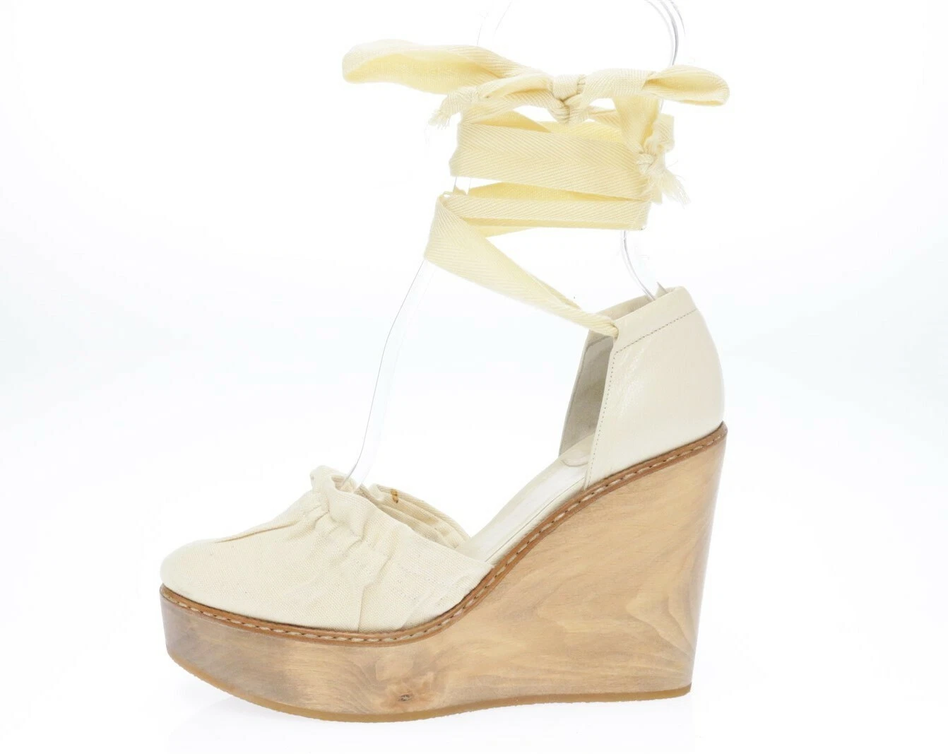 Chloe — Womens CHLOE ivory canvas wedges shoes sz. 36 NEW!