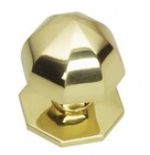 Small SOLID Polished Brass Octagonal Centre Pull Door Knob / Handle (PB12A)