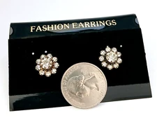 Rhinestone Stud -w- Removable Halo Jacket Pierced Earrings ... Se433