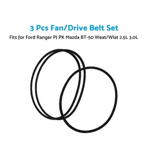 3x Drive Belt 13A1100 13A0975 Suitable for Ford Ranger PJ PK Mazda BT-50 2.5 3.0 - Picture 2 of 6