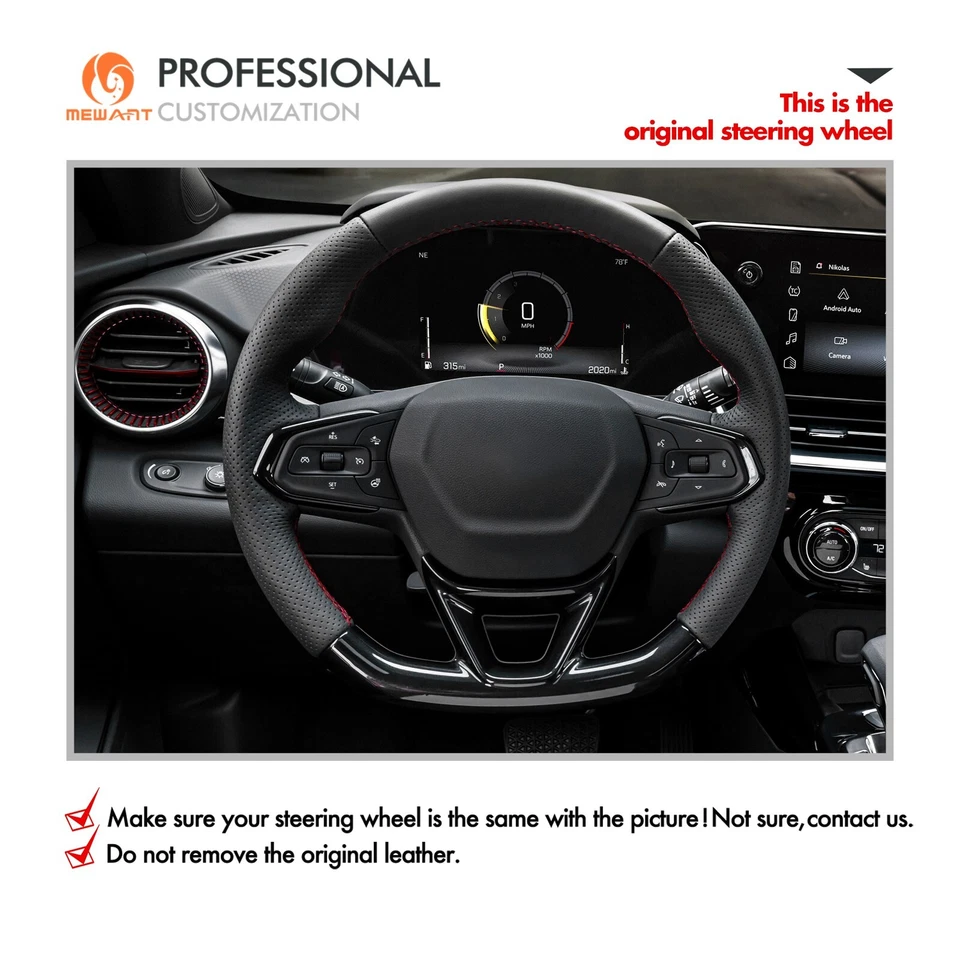 Envoltura de volante de gamuza negra cosida a mano hágalo usted mismo para Chevrolet Trax RS Trailblazer Foto 2 de 4