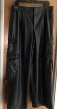 A New Day Woman  s Pants Black Faux Polyester Leather Size 12 34X32 