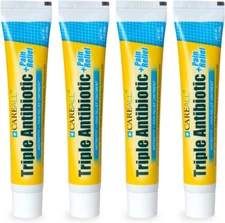 Triple Antibiotic Ointment + Pain Relief 1.0 Oz (4 Pack), Dual Action First A...
