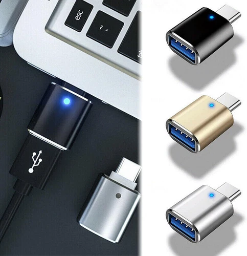 Adaptador convertidor de datos OTG tipo C macho a USB 3.0 hembra 5/10/20 piezas con luz - Imagen 15 de 20