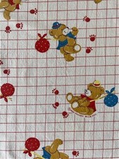 VINTAGE Dundee Crib Sheet 100 Cotton Brown Red Hobo Teddy Bears 1986