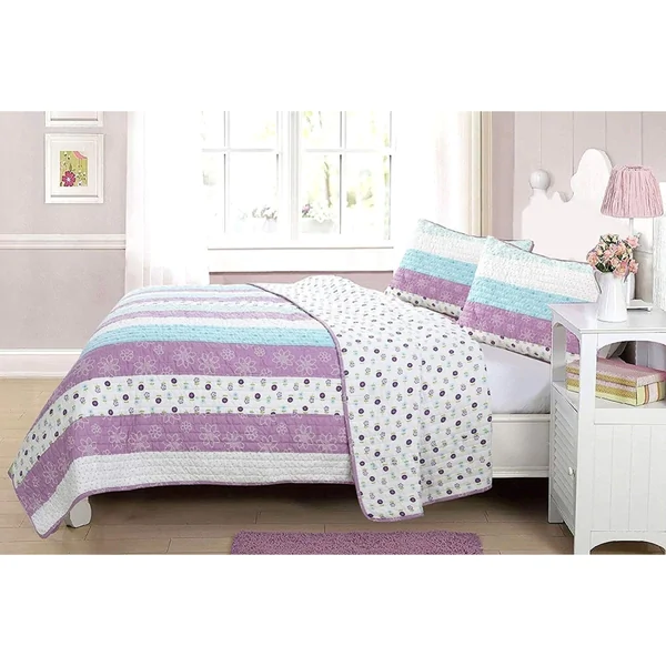 Cozy Chic Modern Girls Comforter Set – Blue Teal Aqua White Black Polka Dot – Microfiber