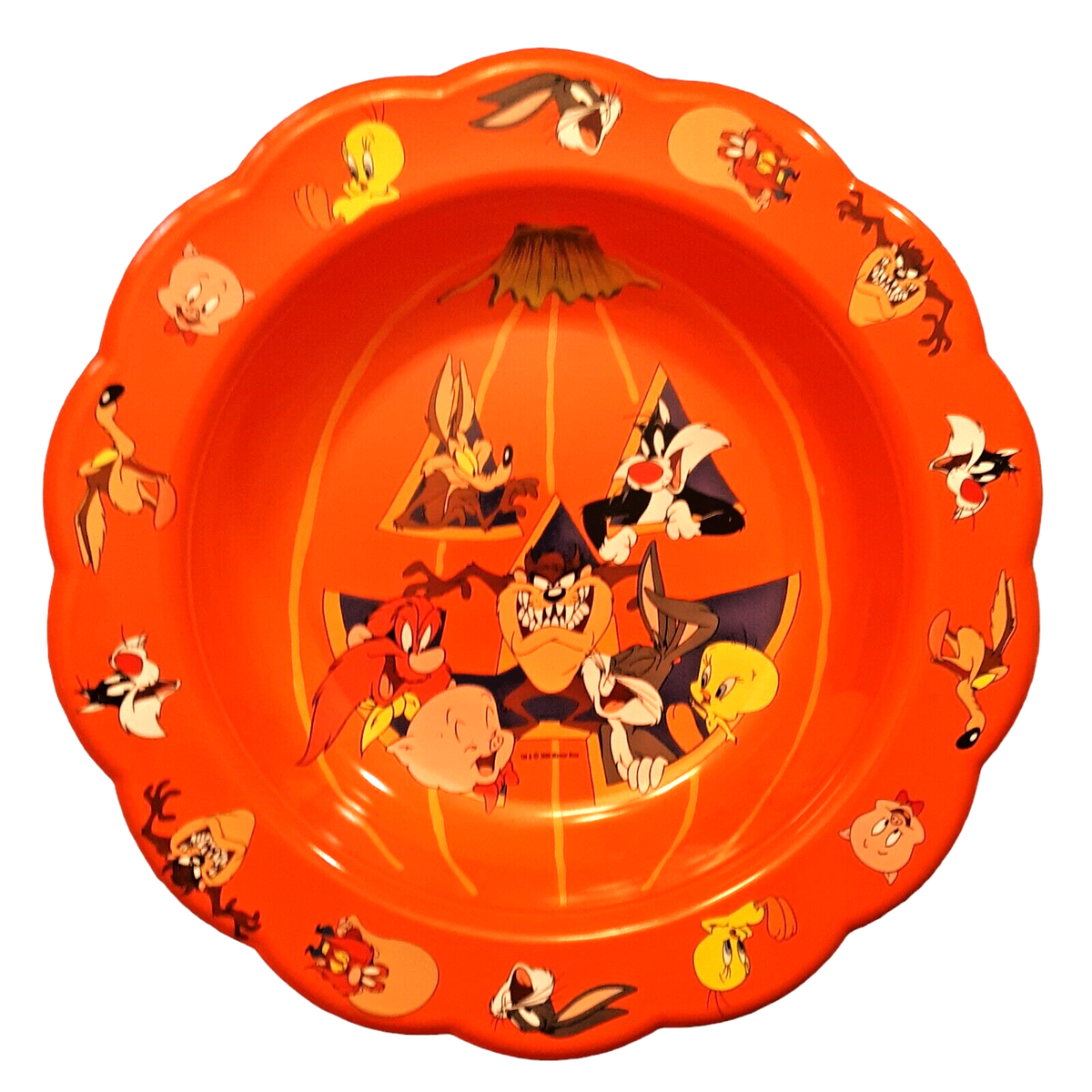 Vtg Halloween 1998 Looney Tunes Bowl Trick or Treat Orange Taz