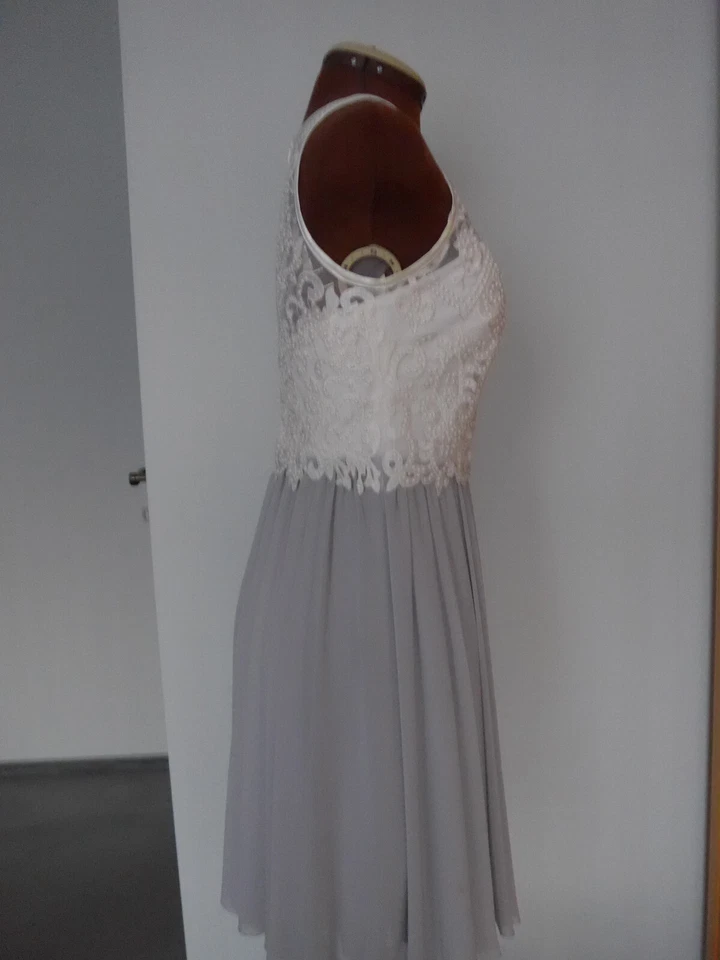 Cocktailkleid Marke: Marie Lund Größe 34 Hellgrau/Creme Neuwertig - Bild 2 von 4