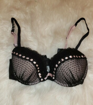 Marks and Spencers UK Lace Underwire Balconette bra (32C) BLACK and PINK  