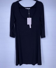 Avec Les Filles Anthropologie 3/4 Sleeve Black Midi Dress Womens Size Medium NEW