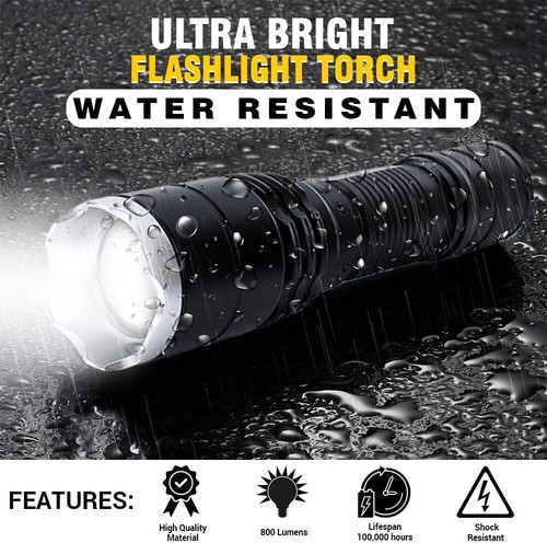 LIVABIT Táctica Ultra Brillante Recargable Zoom LED Linterna Antorcha SOS Estroboscópico - Imagen 9 de 9