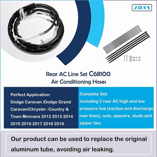 C68100 Rear AC Line Set Air Conditioning Hoses for Dodge Caravan Chrysler 12-19 - 第 3/9 張圖片