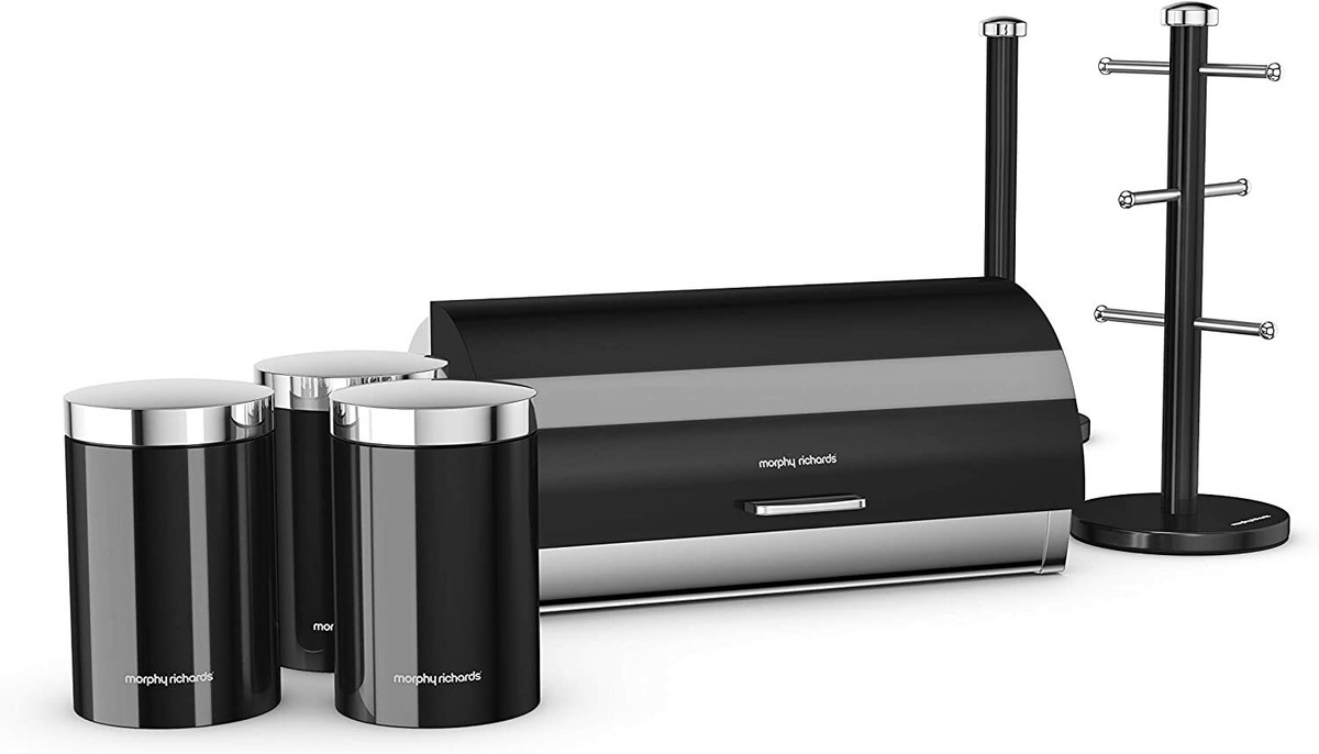 Bread Bin Morphy Richards Tea Coffee Sugar Canisters Cream