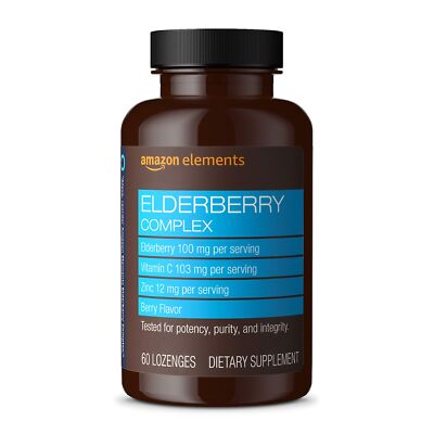 Amazon Elements Elderberry Complex, Immune System Support, 60 Berry Flavored ...