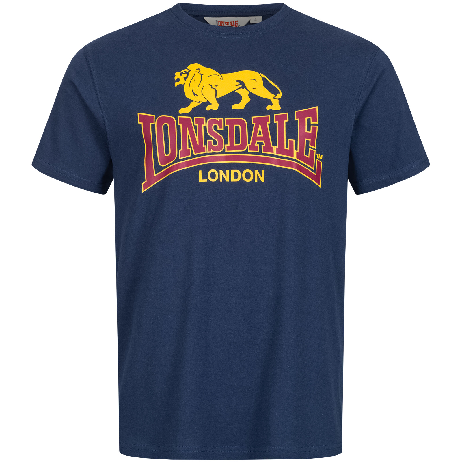 Lonsdale T-Shirt Classic Logo Black Oxblood Blue 100% Cotton