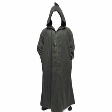 Moroccan Winter Wool Blend Olive Green Long Sleeve Hooded Thobe Djellaba
