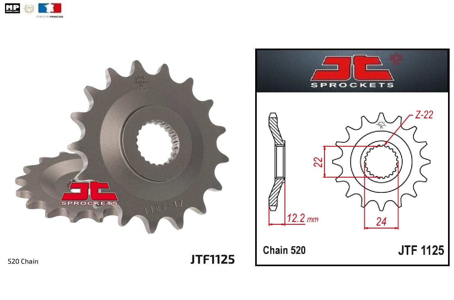 Pignon sortie de boite Aprilia Tuareg 600 élimine vibrations kit chaine 16 dents