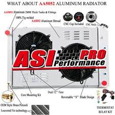 4 Row Aluminum Radiator Shroud Fan Kits For 1973-1991 Chevy Pickup Blazer