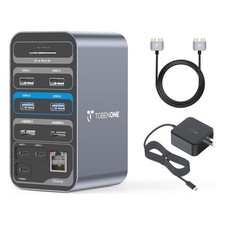 16-in-1 MacBook Docking Station with 100W Power Adapter, Dual HDMI, 7 USB, Gi...