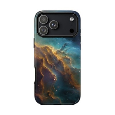 For iPhone/Galaxy/Pixel | Rugged Case | Nebula Clouds Gold Cosmic Stars