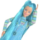 Custom Reroot Barbie Long Hair Vintage 90s Cool Blue Articulated Doll OOAK