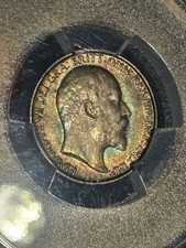 1902 Six Pence Great Britian PCGS AU50 Toned