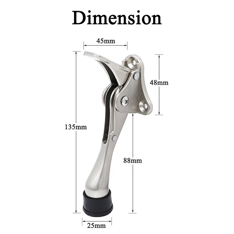 Tapón de puerta abatible aleación de zinc palanca accionada por pies tope de puerta goma antideslizante Foto 4 de 4