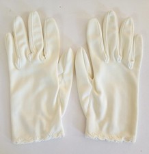 Vintage Miss Aris Stretch Nylon Ivory Gloves Women's Size XS 5/6